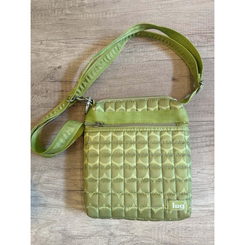 LUG Lime Green Circles 0262-A CROSSBODY ORGANIZER PURSE